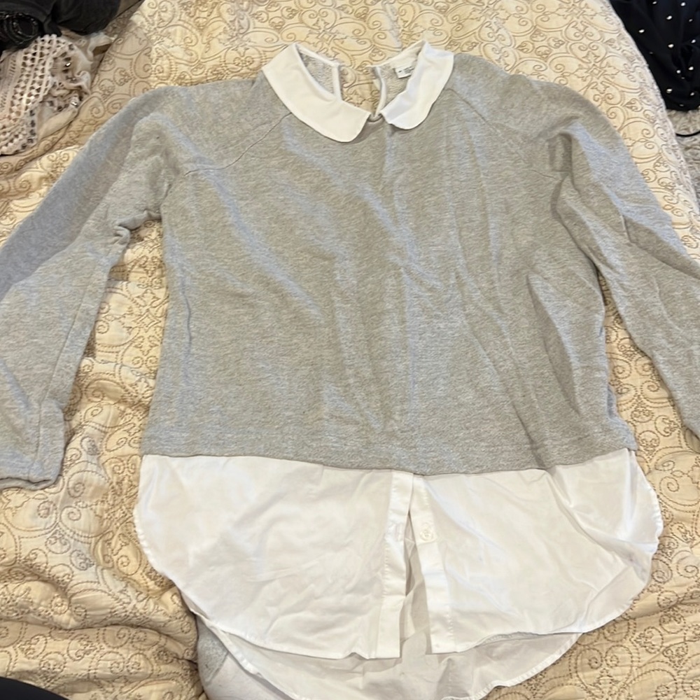Sweater Top With Button Down Illusion - image 1